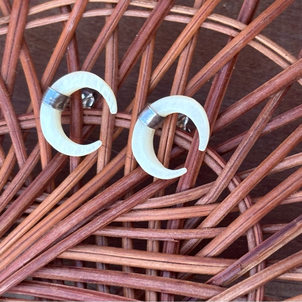 CHAN LUU Sterling Silver C-Shape Stud Earrings